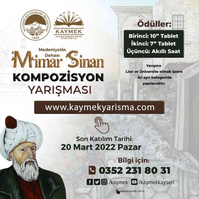 Büyükşehir’den ’Medeniyetin Dehası Mimar Sinan’ Kompozisyon Yarışması
