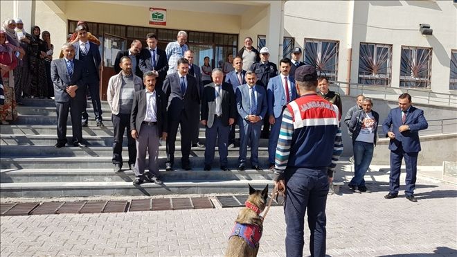 Arama kurtarma köpeklerinin gösterisi öğrencileri hayran bıraktı 