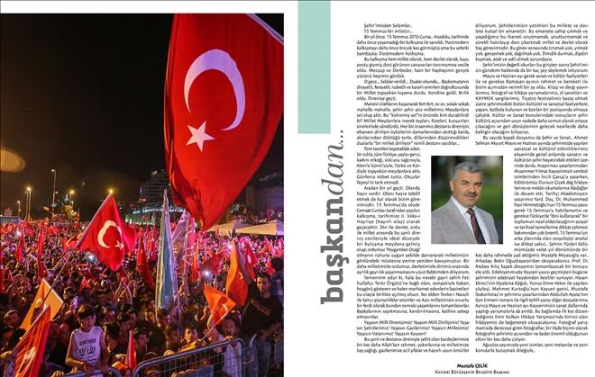 Şehir Kültür Sanat dergisinde 15 Temmuz konu edildi