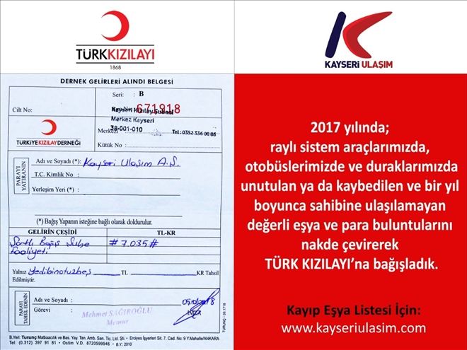 Kayıp eşyalar bağış oldu 