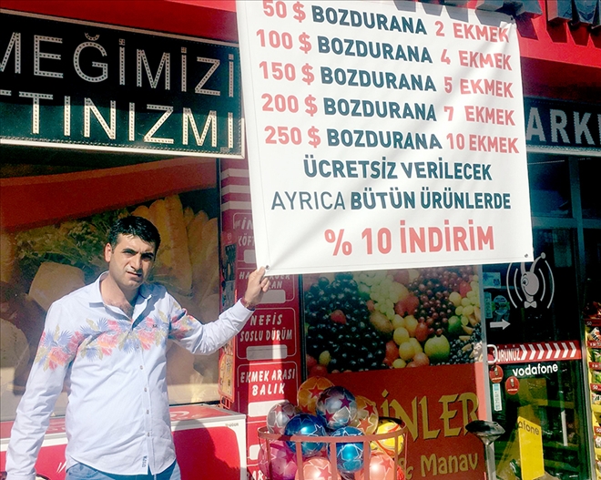 Esnaftan dolar bozdurana ücretsiz ekmek kampanyası 