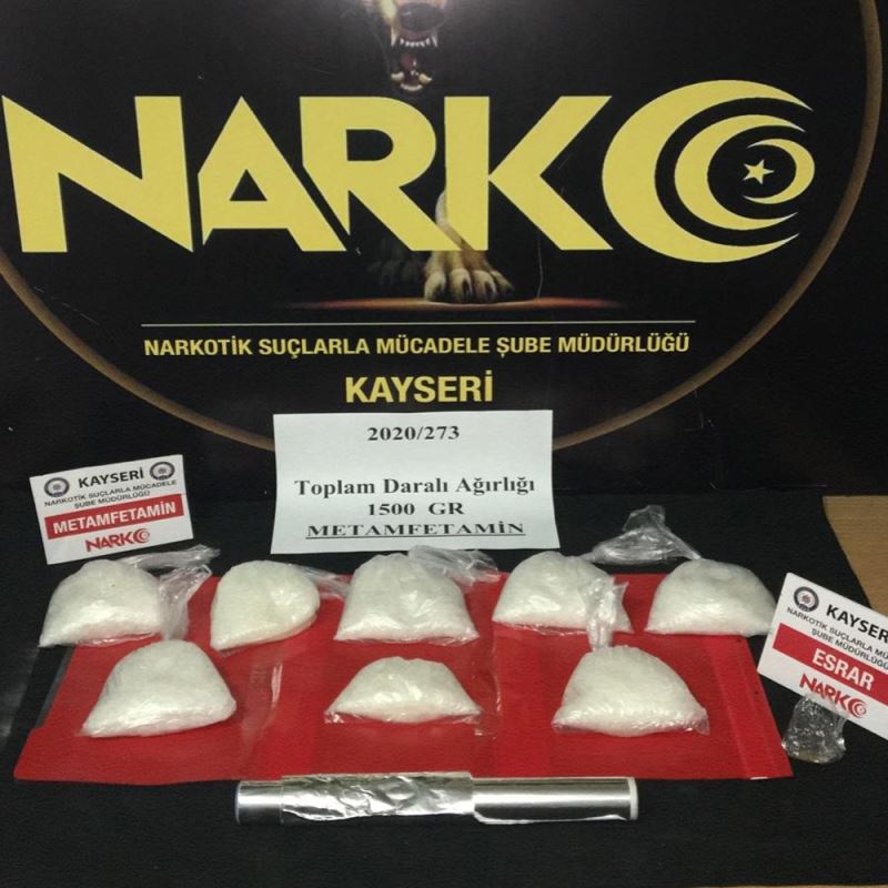 Kayseri’de 1.5 kilo metamfetamin ele geçirildi