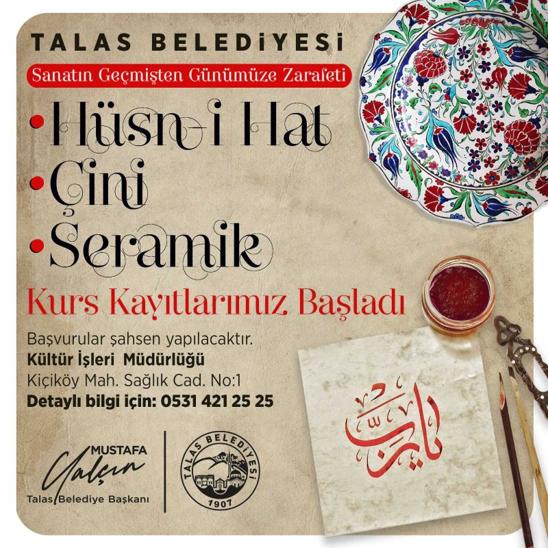 Talas’ta yeni kurslar
