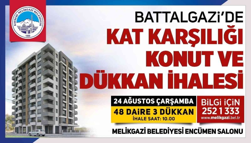 Melikgazi’den Bbattalgazi’de kat karşılığı konut ve dükkan ihalesi
