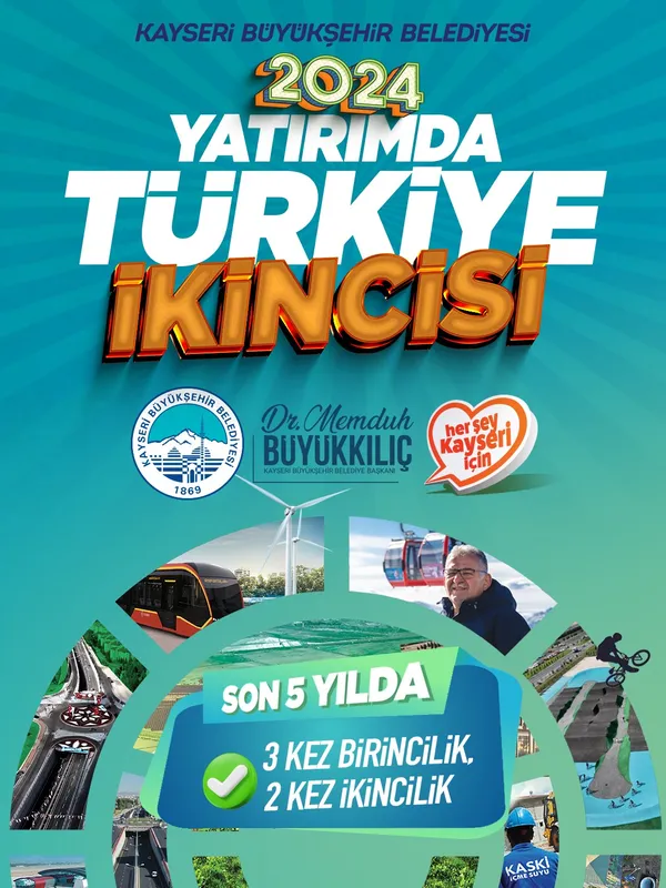Kayseri Büyükşehir Belediyesi; yatırımda Türkiye ikincisi
