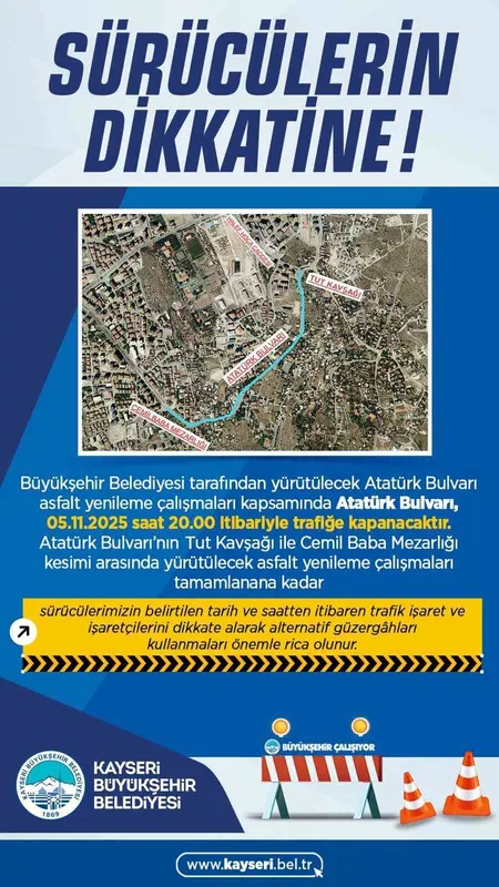 Büyükşehirden sürücülere ‘alternatif yol’ uyarısı
