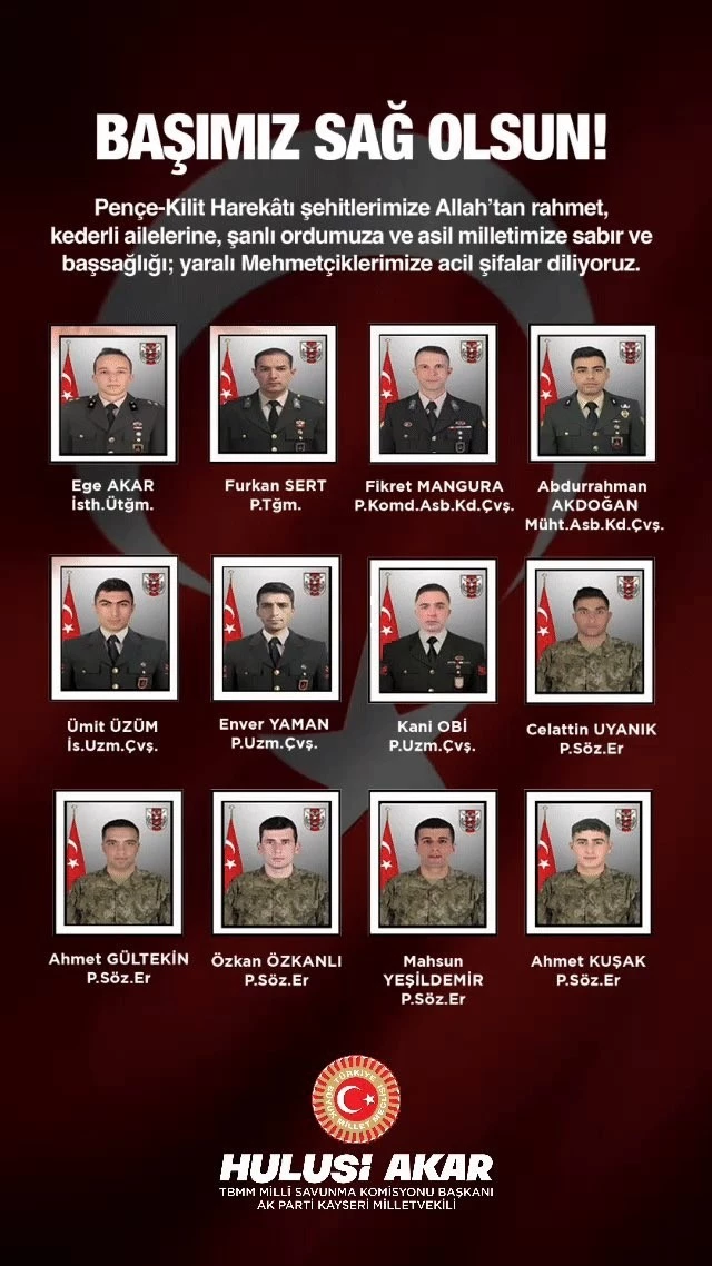 Akar’dan şehitler için başsağlığı mesajı
